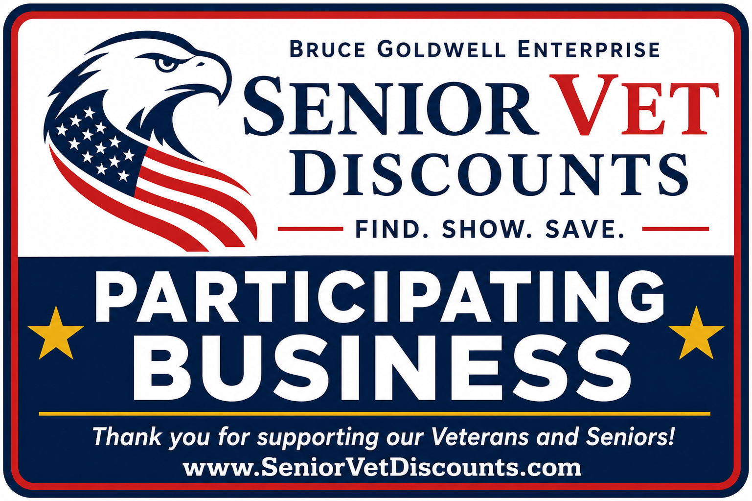 Senior Vet Discounts Participating Business wide graphic