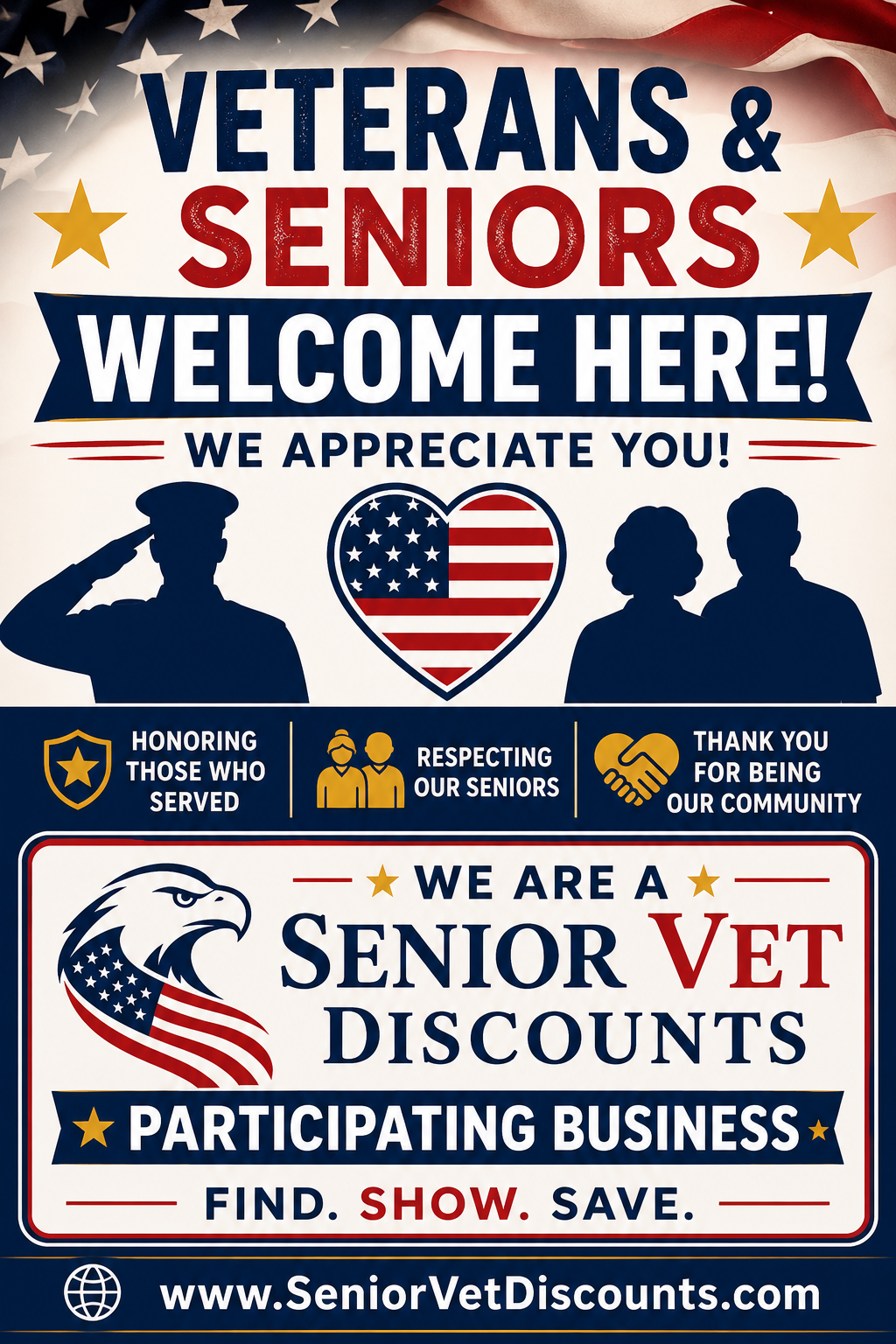 Senior Vet Discounts Participating Business tall graphic